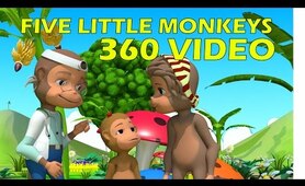 Five little monkeys jumping on the bed | 360 Video | 4K | VR | Nursery rhymes | Kiddiestv